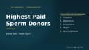 Featured image titled "Highest Paid Sperm Donors: What Sets Them Apart" with a list of the five factors that determine premium compensation — education, appearance, achievement, height, and athletic and health record — on a dark teal gradient background with gold accents
