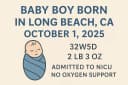 premature baby boy born in Long Beach
