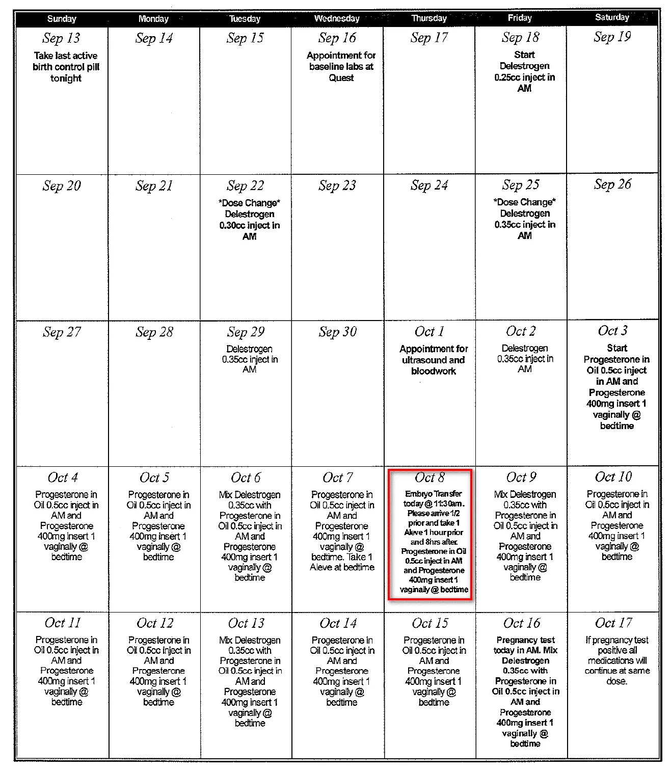 FET Calendar